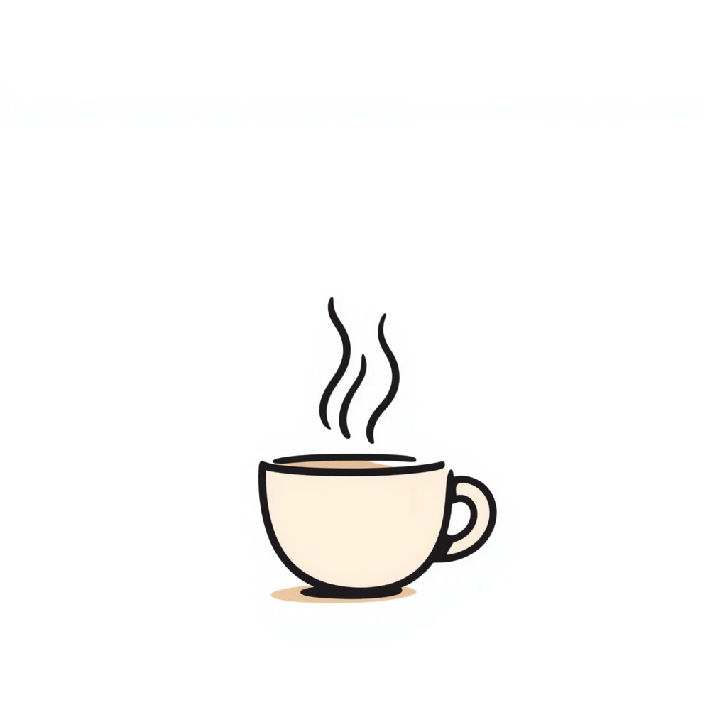 a cup of tea with steam in pastel colors dd9fb0 ffc6d3 a3bfc9 c4bee2 f1b091, hand-drawn doodle style emoji