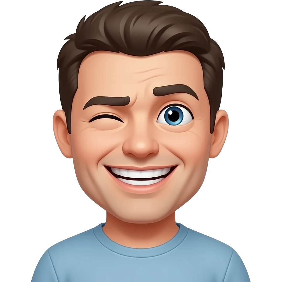 Classic yellow emoji big toothy smile twitching eye crazy reluctant emoji