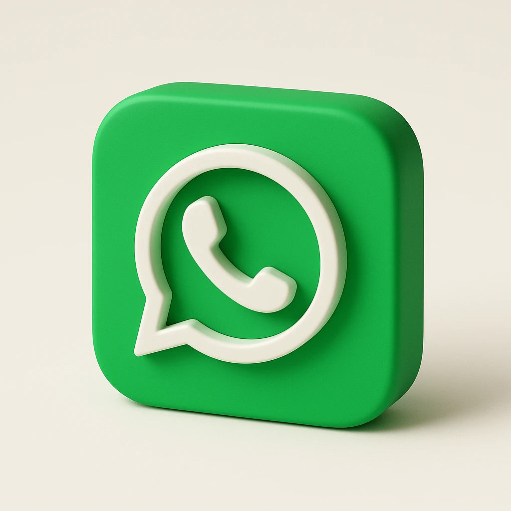 Isomorphic 3D Icon of Whatsapp, Animated, Matte, white background. High Resolution. emoji