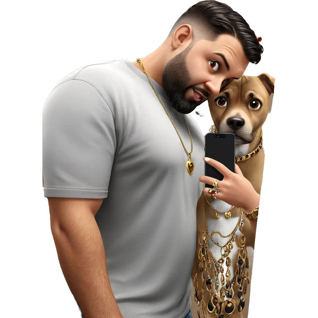 selfie with jewelry and animals emoji