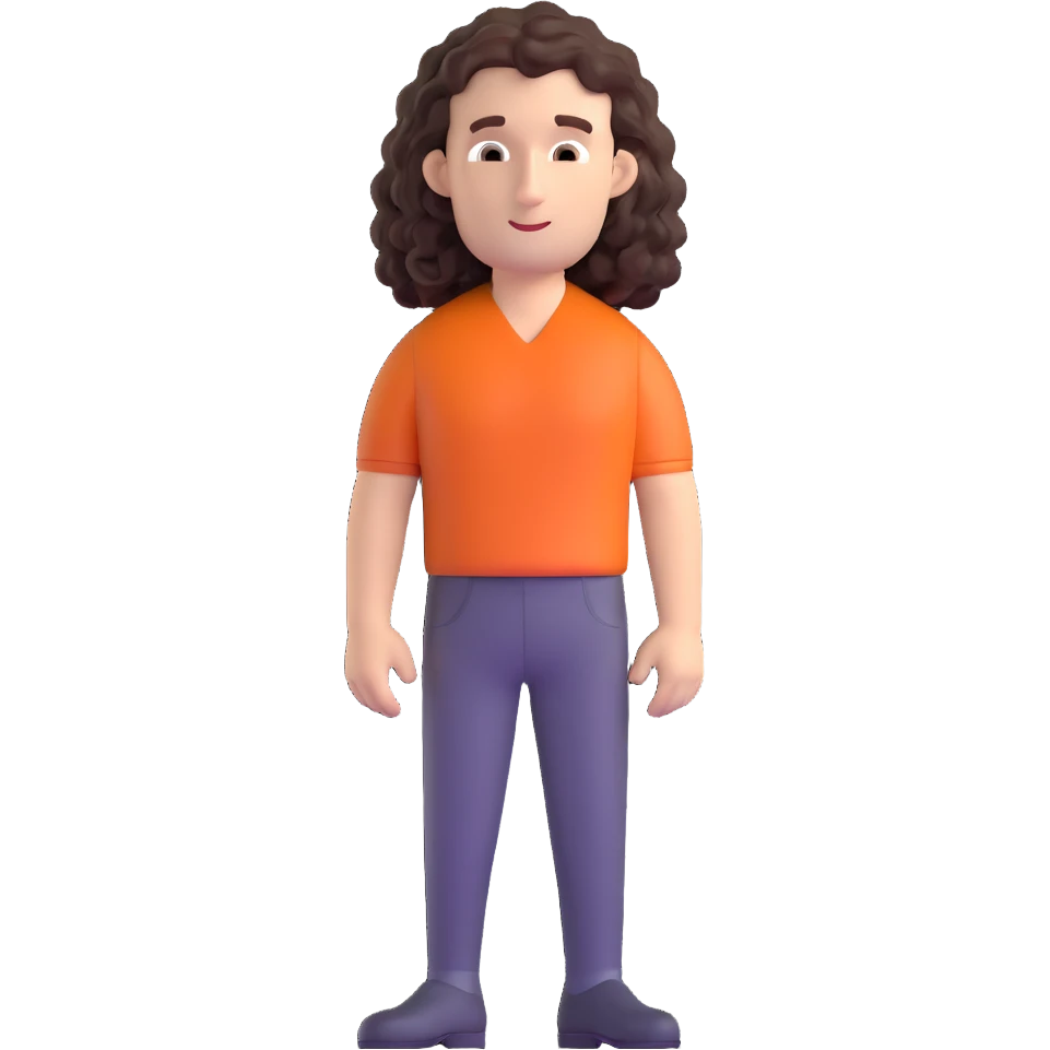 white man in his 40s with long tight curly hair and short sides emoji