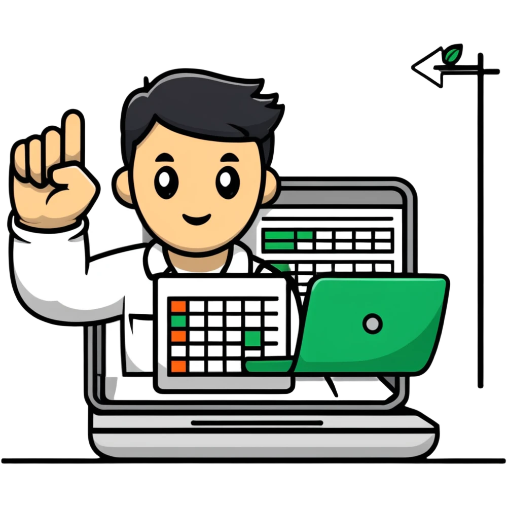 spreadsheet with rock on hand gesture, fun and bold emoji