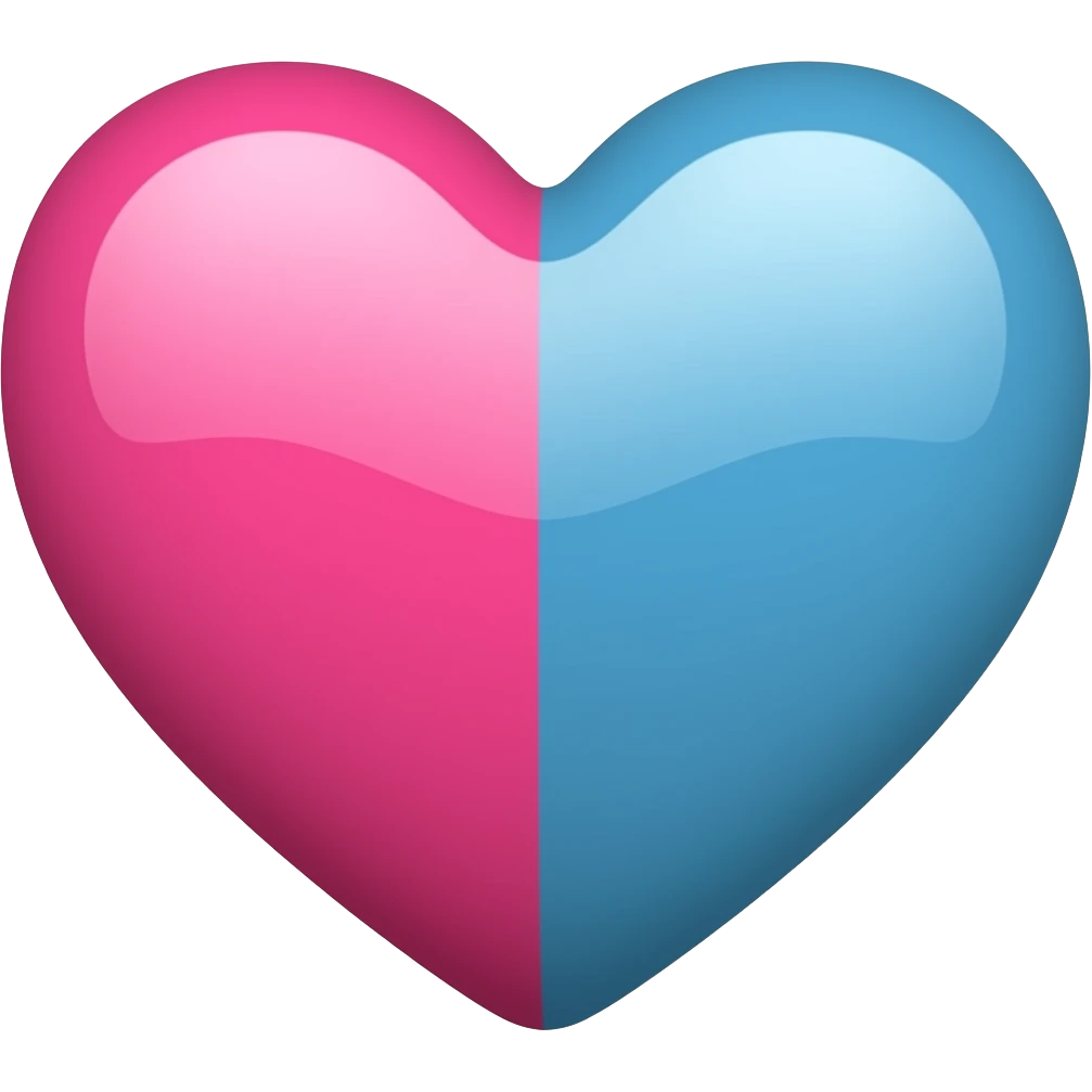Half pink and hlaf blue heart emoji