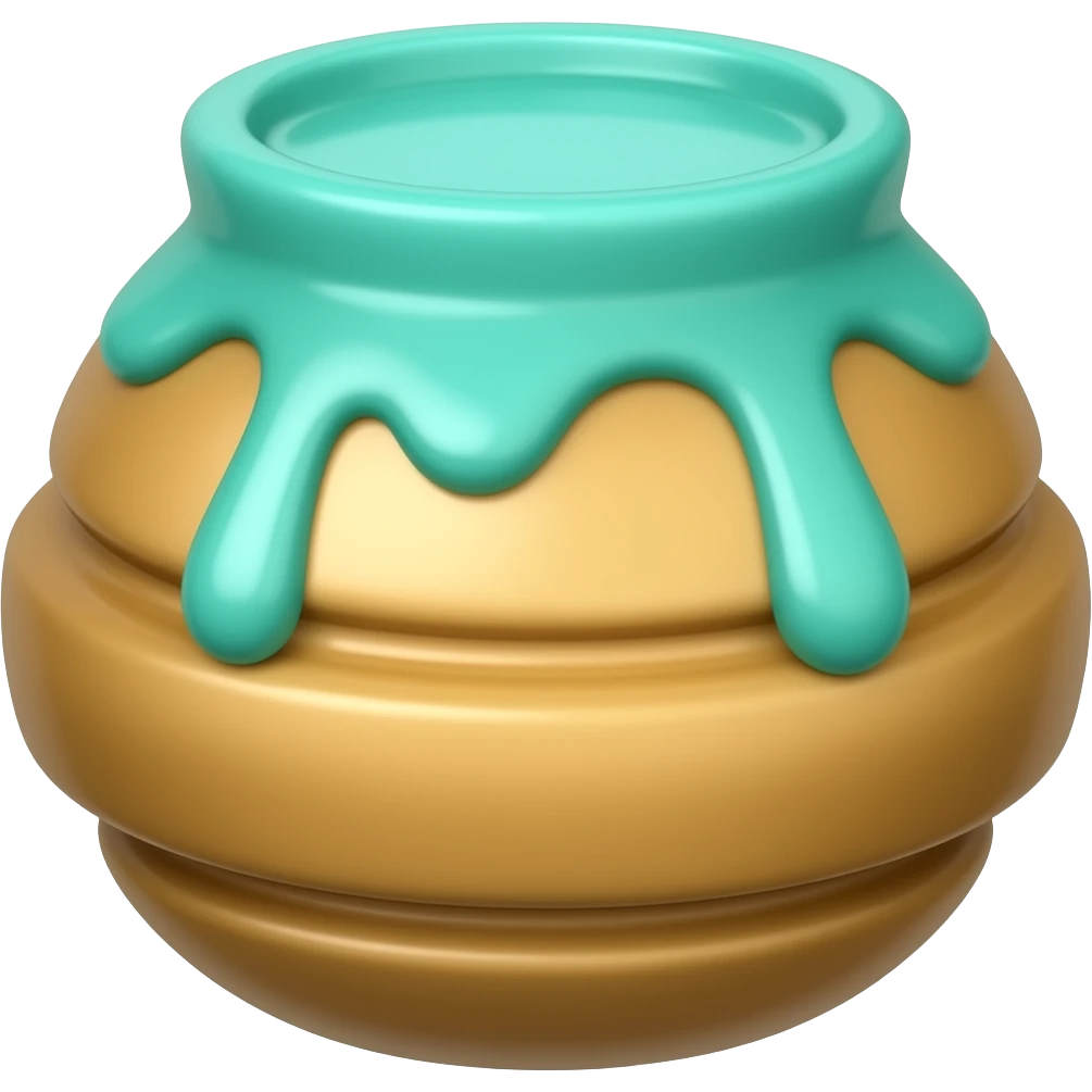 Cyan honeypot with cyan syrup on the top spilling emoji