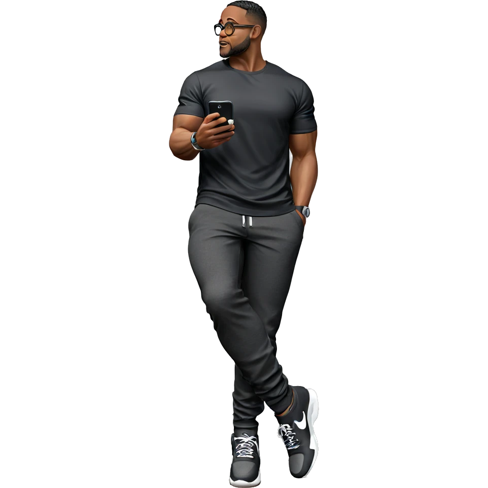 muscular man with phone emoji