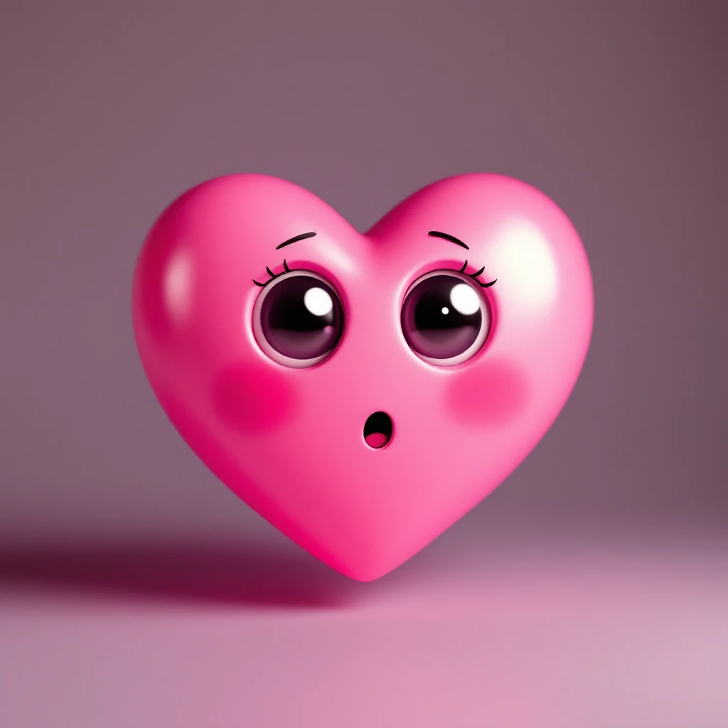 pink heart emoji with a cute face, extra cute, big eyes, blushing cheeks emoji