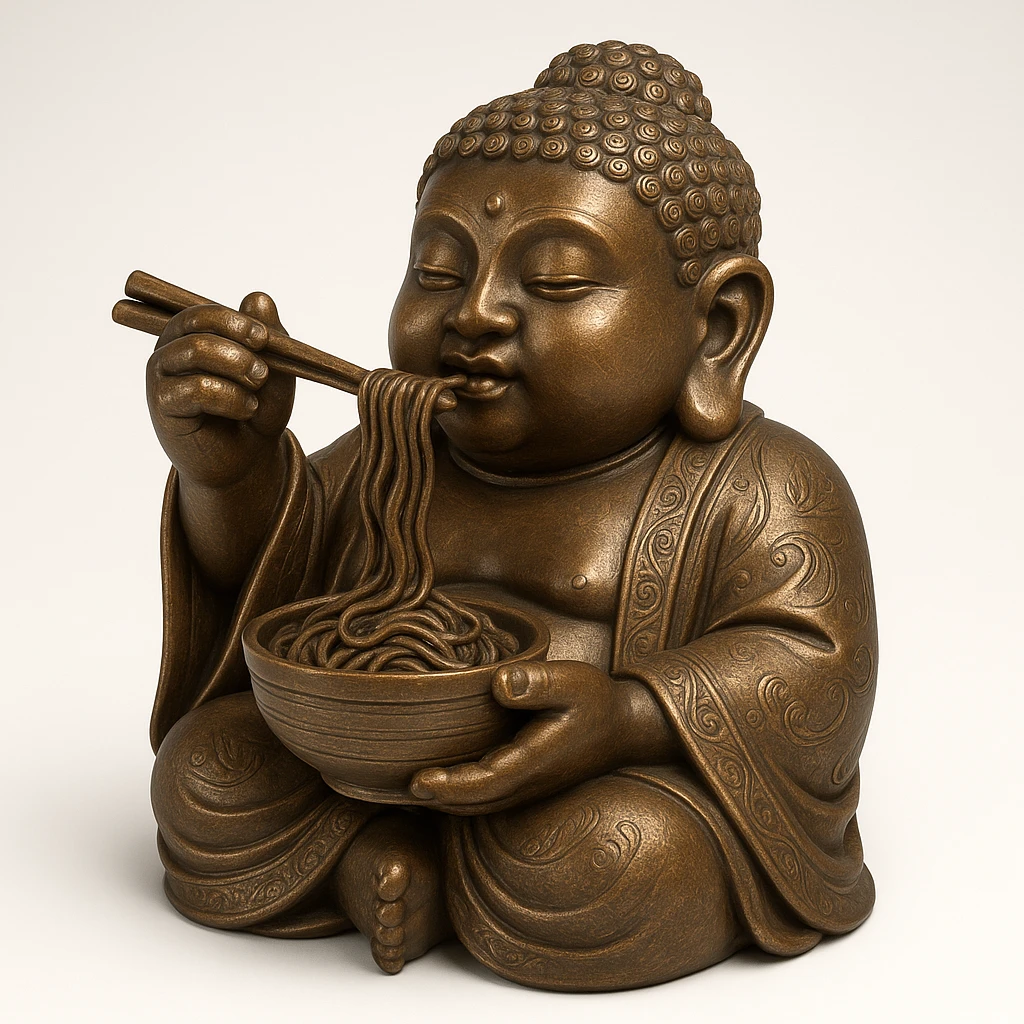 buddha idol eating noodles emoji