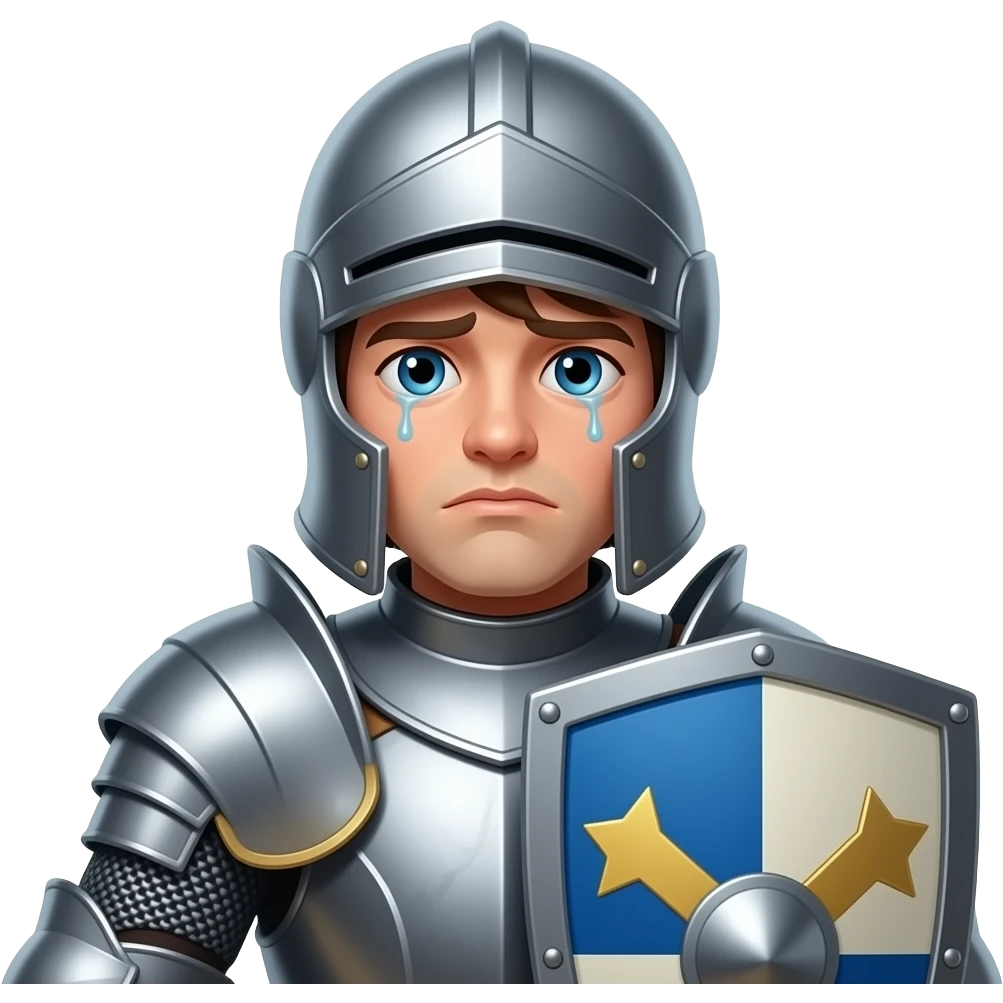 knight who is attempting not to cry at face value portrait emoji