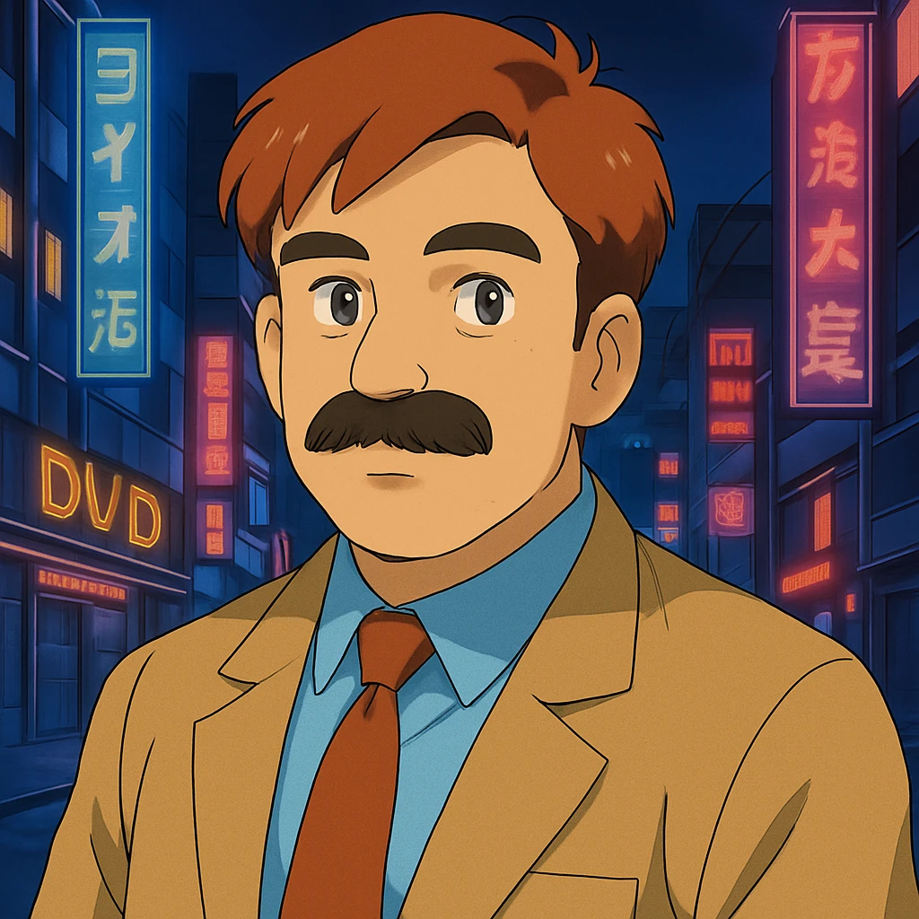 Add a neon city background, keep the 90's anime style and all original colors and lighting emoji