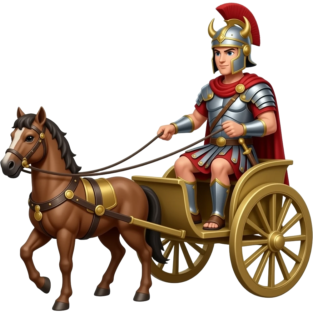 devil in roman armor on a roman chariot emoji