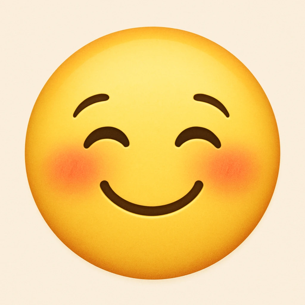 yellow emoji with a blushing face emoji