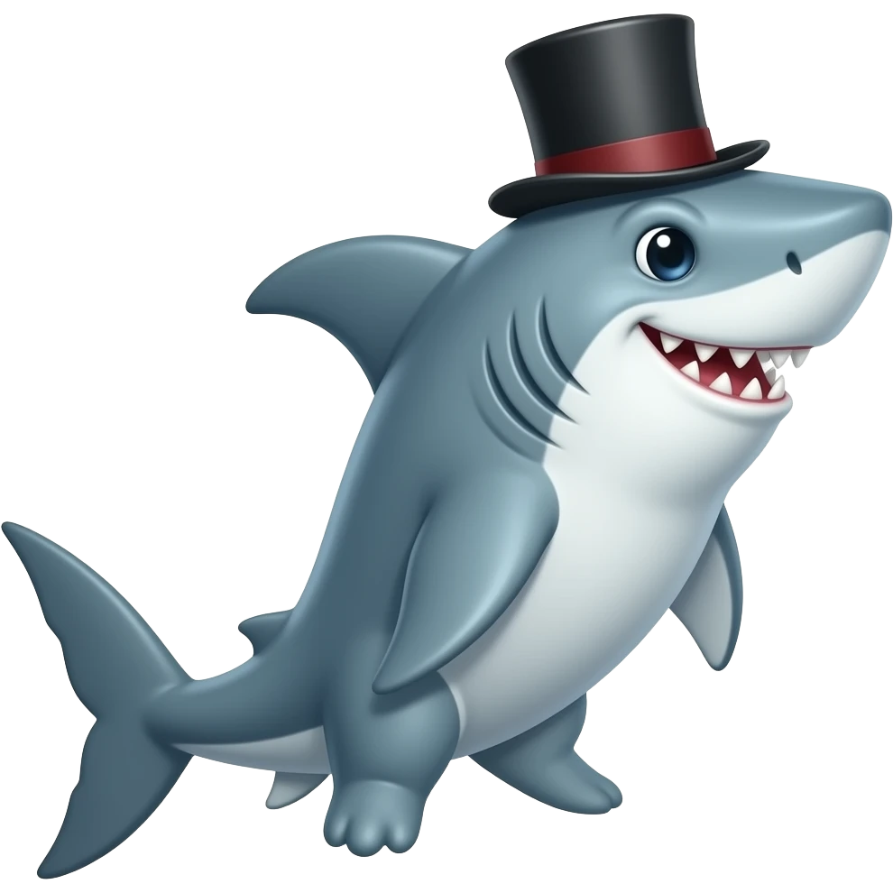 Shark with a top hat emoji
