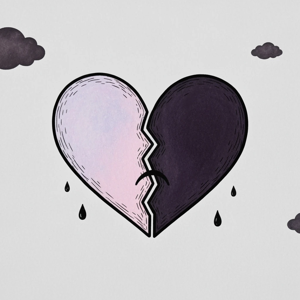 cute emo heart broken in two emoji