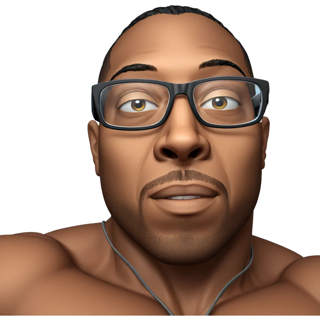 muscular man with glasses portrait emoji