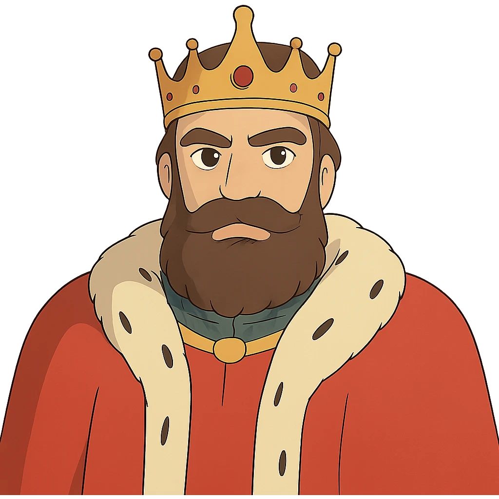ghibli style king with crown emoji