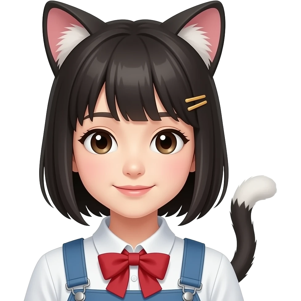 a japanese girl with cat ears &tale emoji