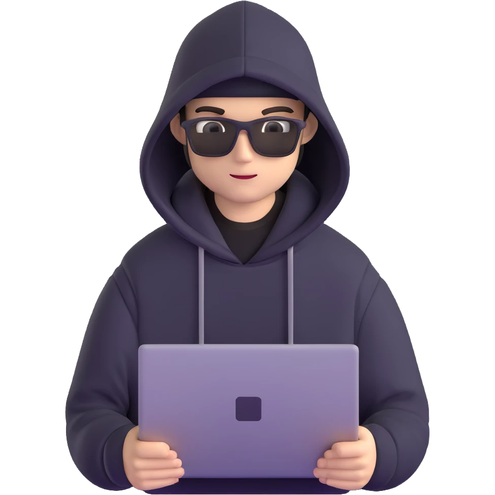 hacker with hoodie and laptop emoji