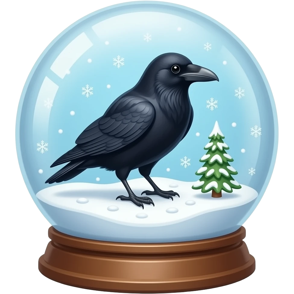 Raven in snowglobe emoji