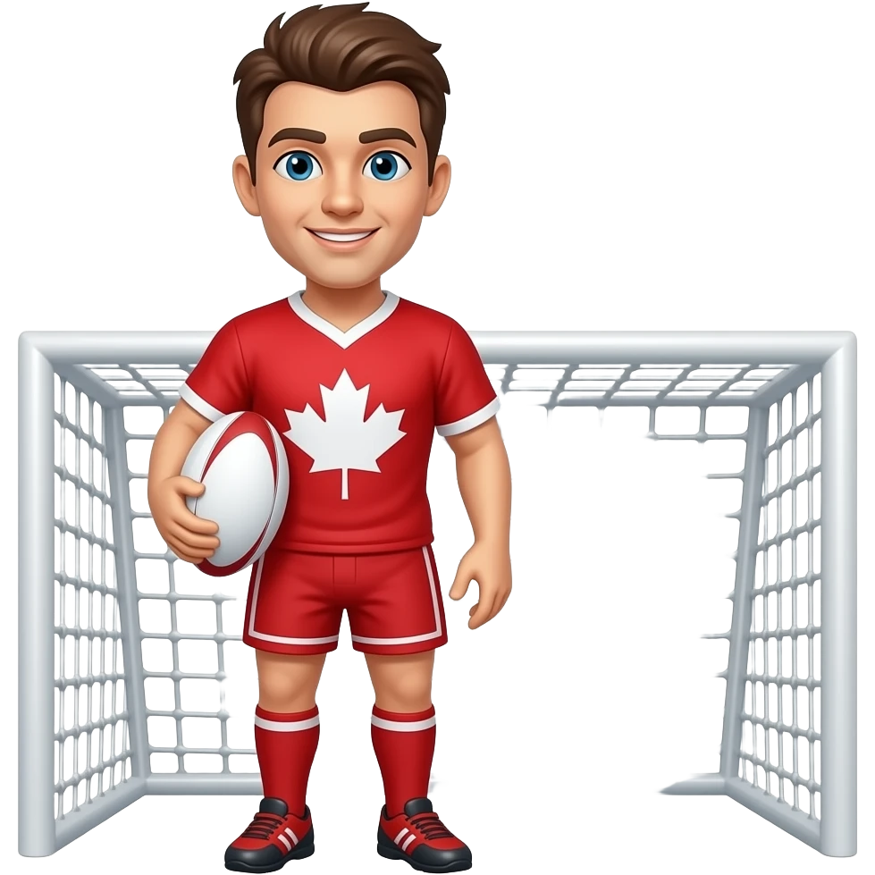 rugbyman avec poteau ballon de rugby maillot rouge du canada emoji