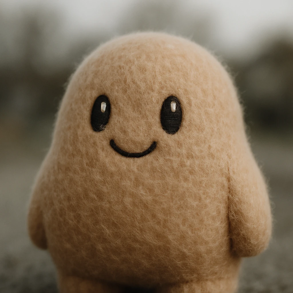 small soft blob character with friendly smile and gentle colors emoji