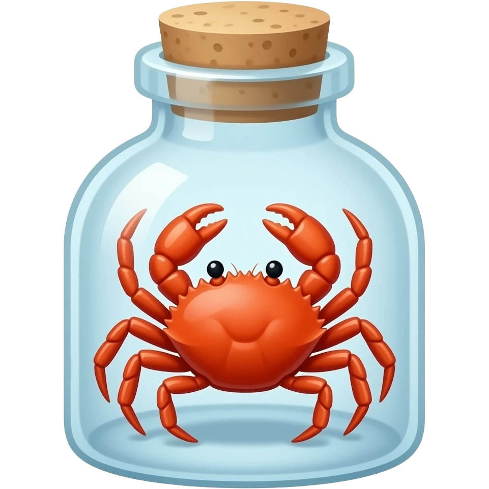Crab in a bottle facing forward emoji