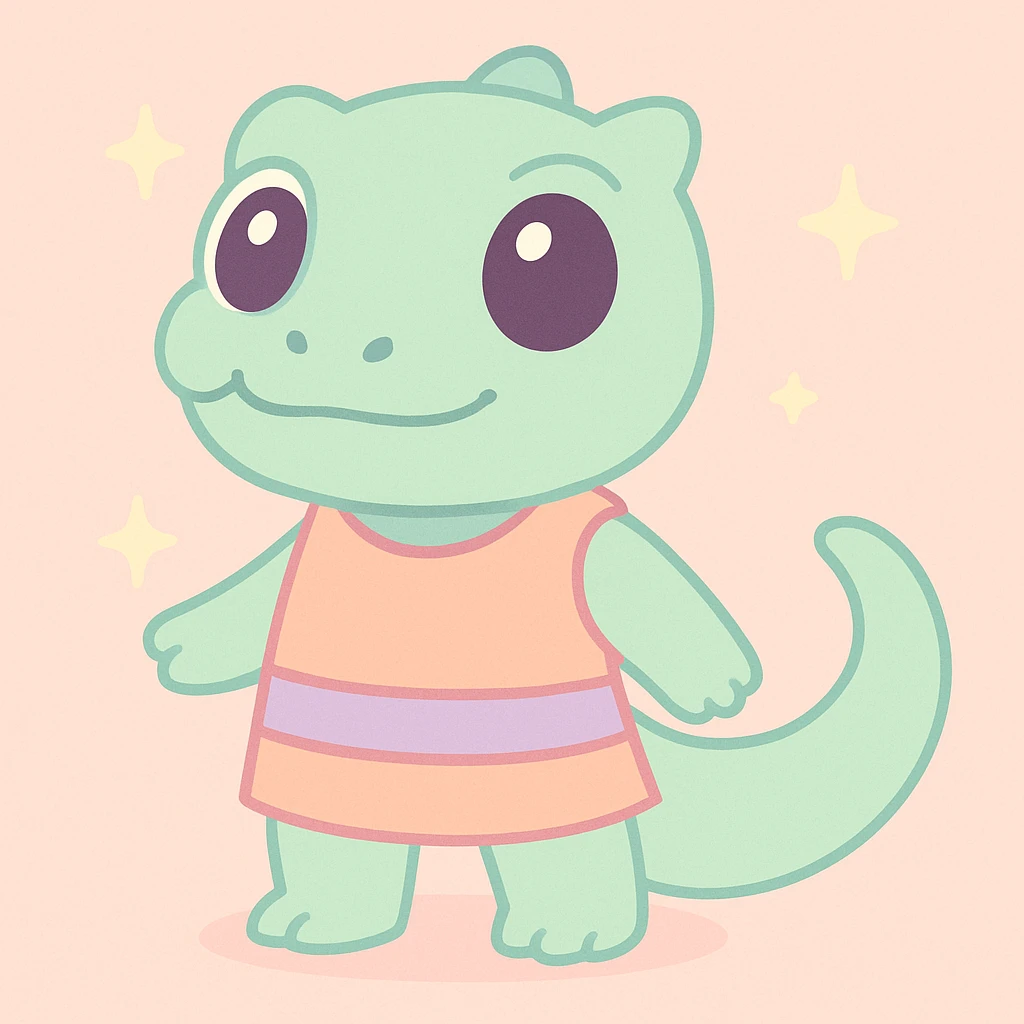 Gorn, the Star Trek lizard alien, cute cartoon style with exaggerated features and a friendly demeanor emoji