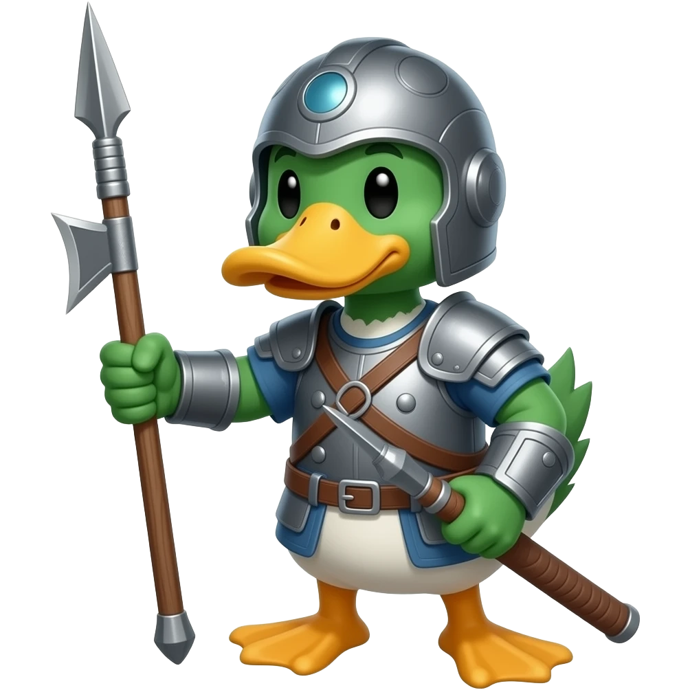 duck equipped with a spearhead emoji