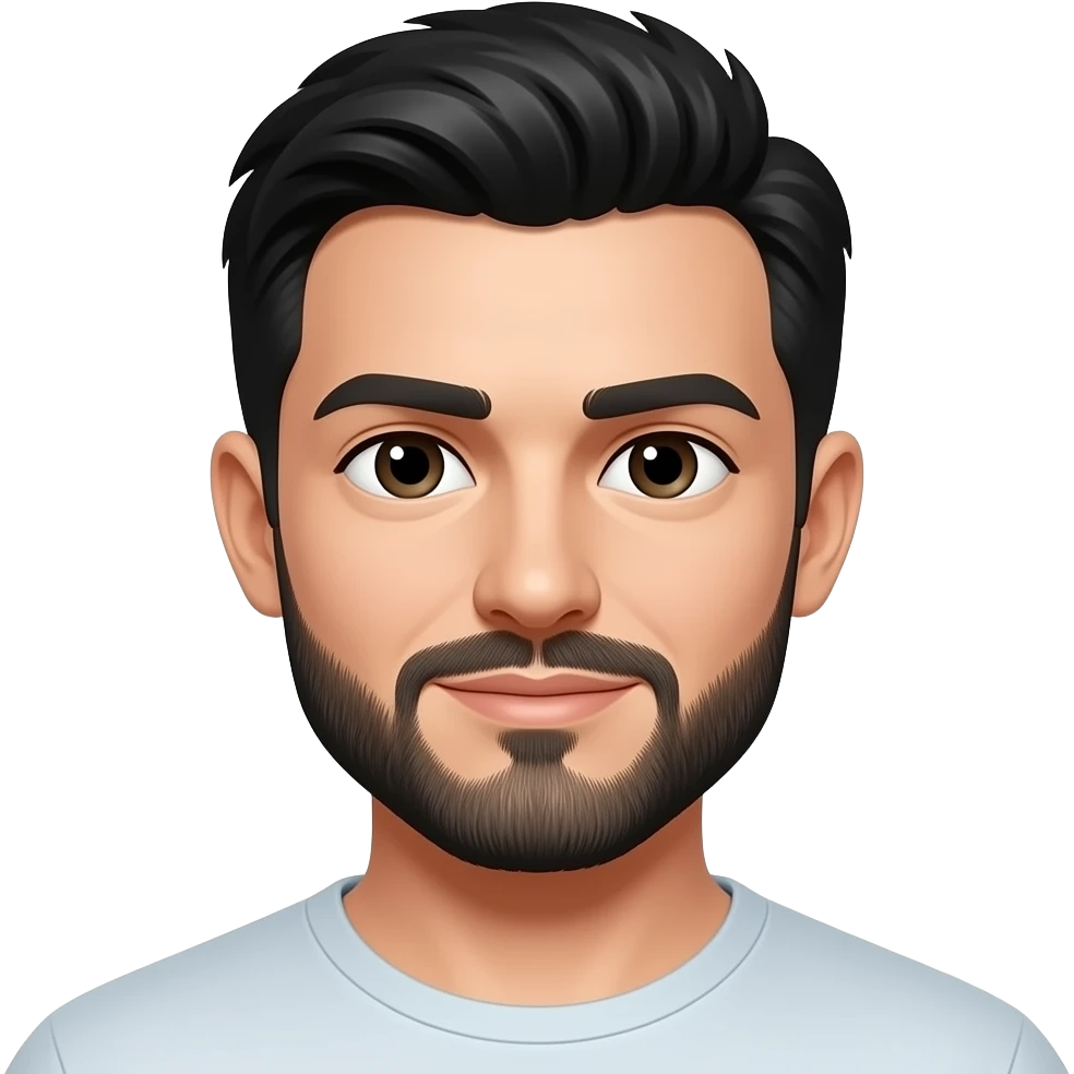 White guy black short hair black stubble beard emoji