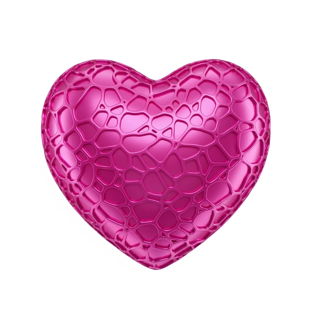 pink heart with a metallic sheen, ultra detailed emoji