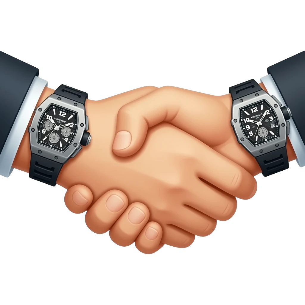 two hands shaking both with richard mille watches emoji