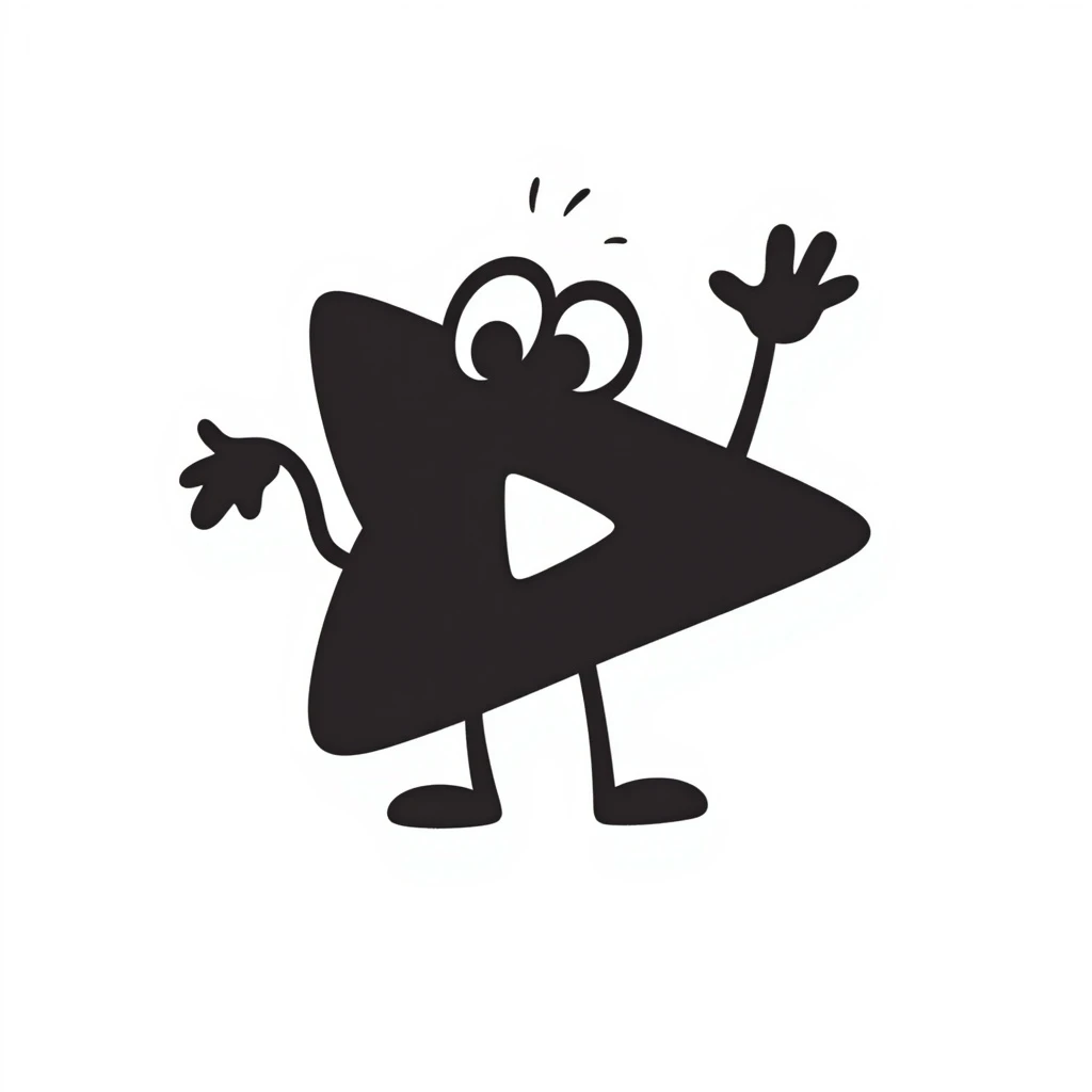 replay arrow caricature with exaggerated googly eyes and black cartoon arms and legs, fun caricature style emoji