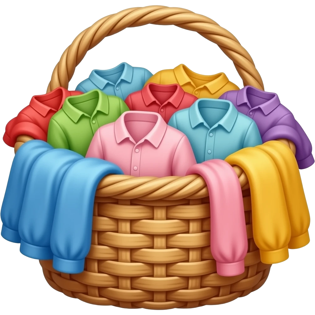 cesto con muchas prendas de colores emoji