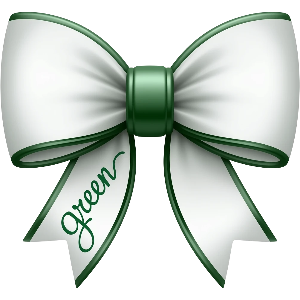 use this bow in white with dark green and add the words green in calligraphy on the left emoji