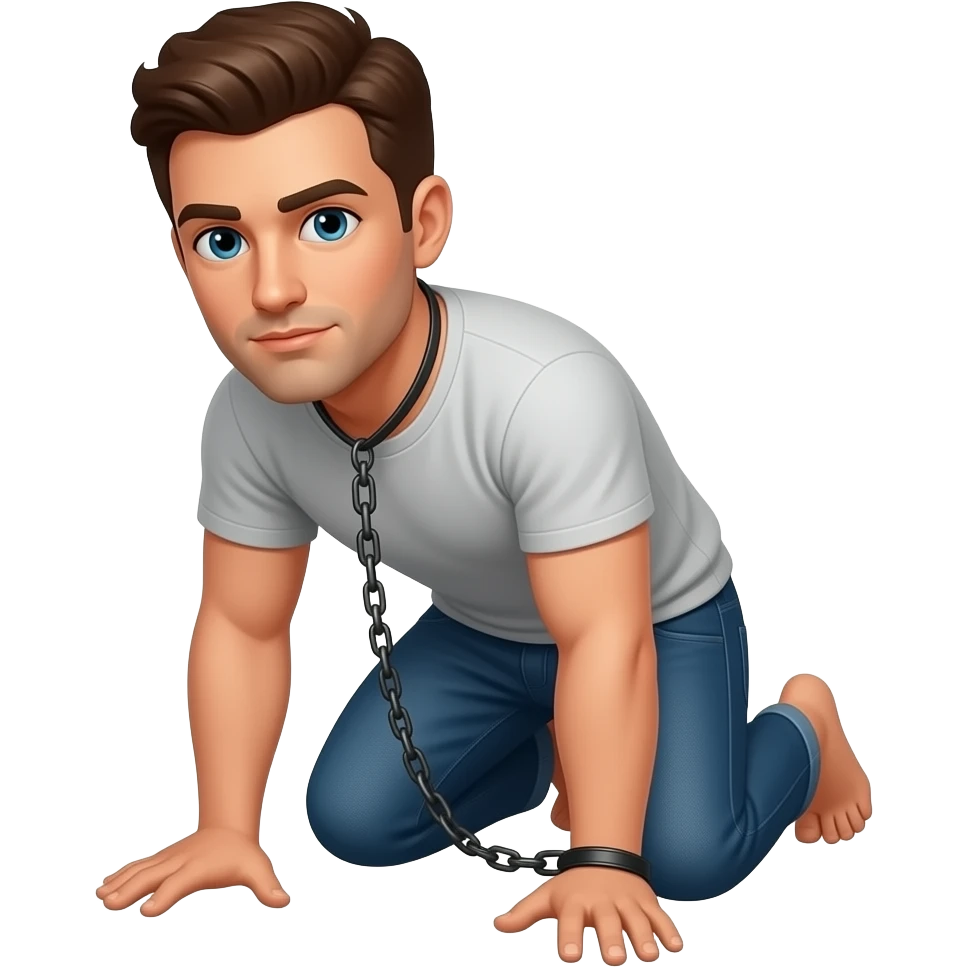 Guy on hands a knees wearing a leash emoji