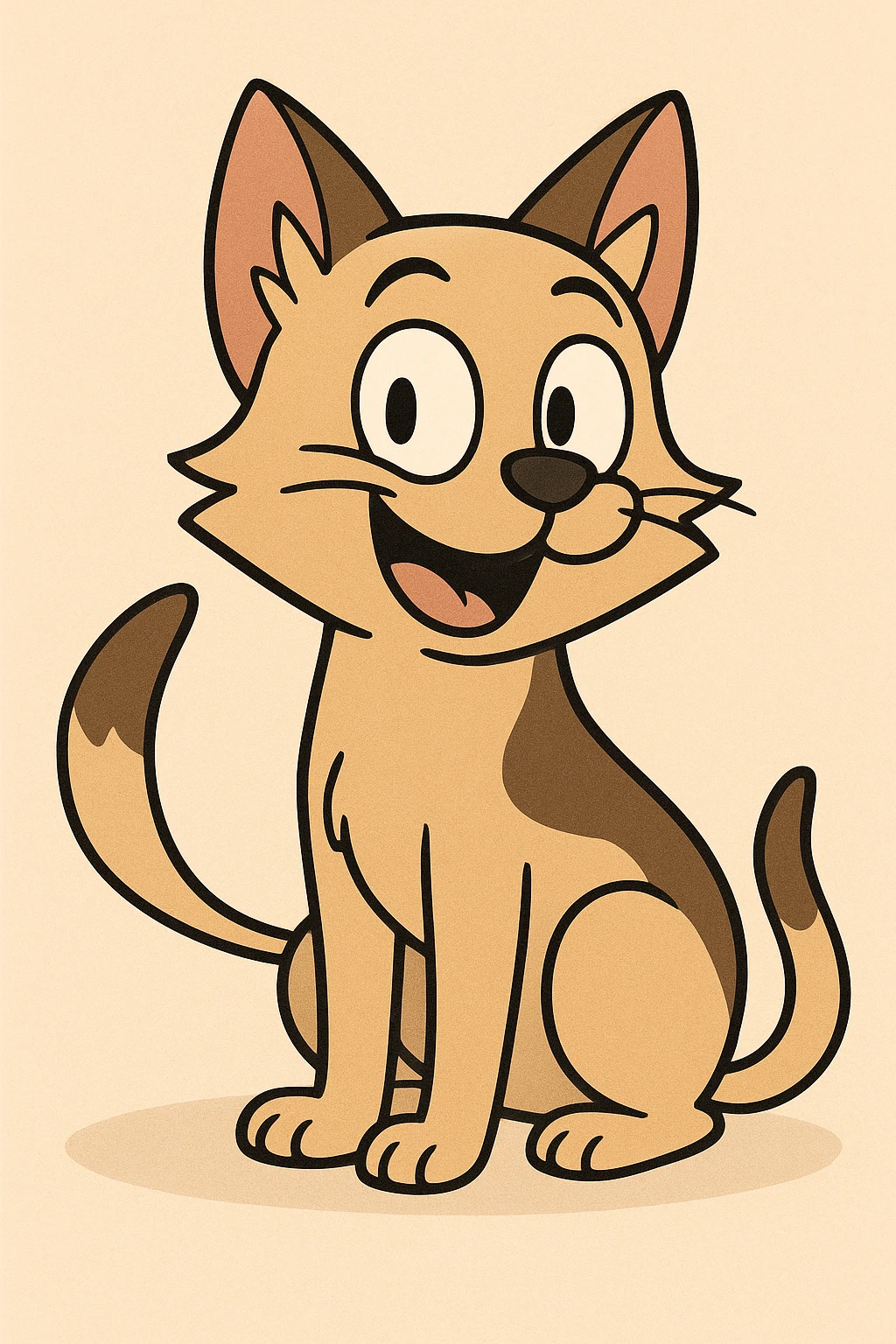 happy dog-cat hybrid, smiling, playful expression, cute and friendly, cartoon style emoji