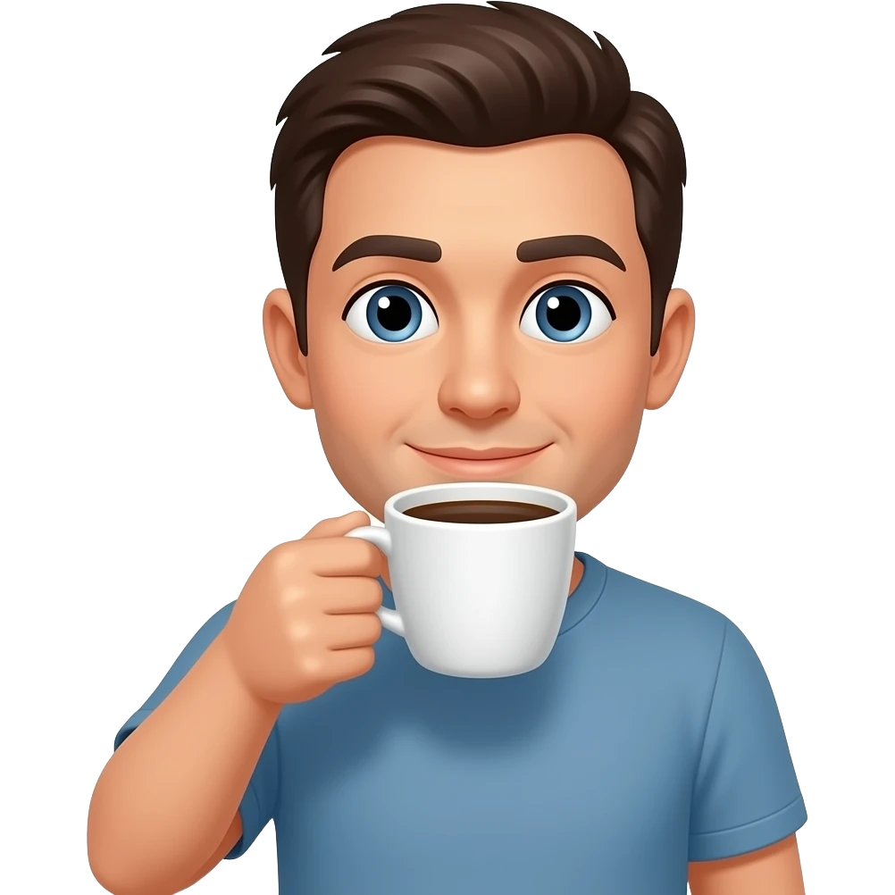 A human drinking coffee emoji