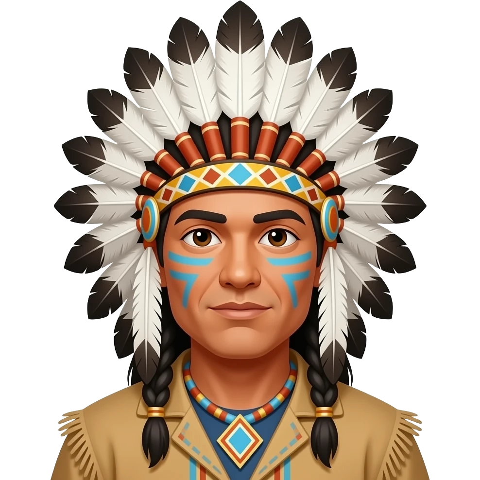 Native American man with headdress with face paint emoji