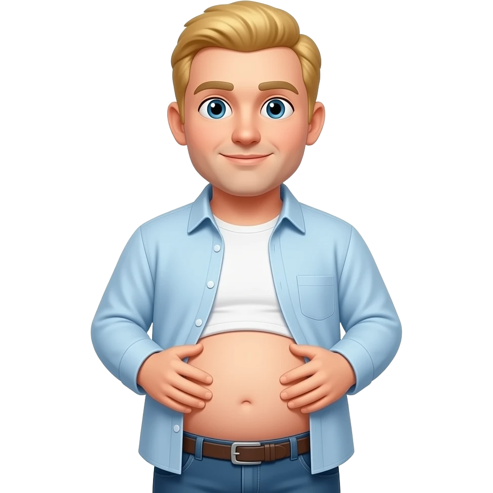 Blonde round man with shirt too small so the bottom of his belly hangs out emoji