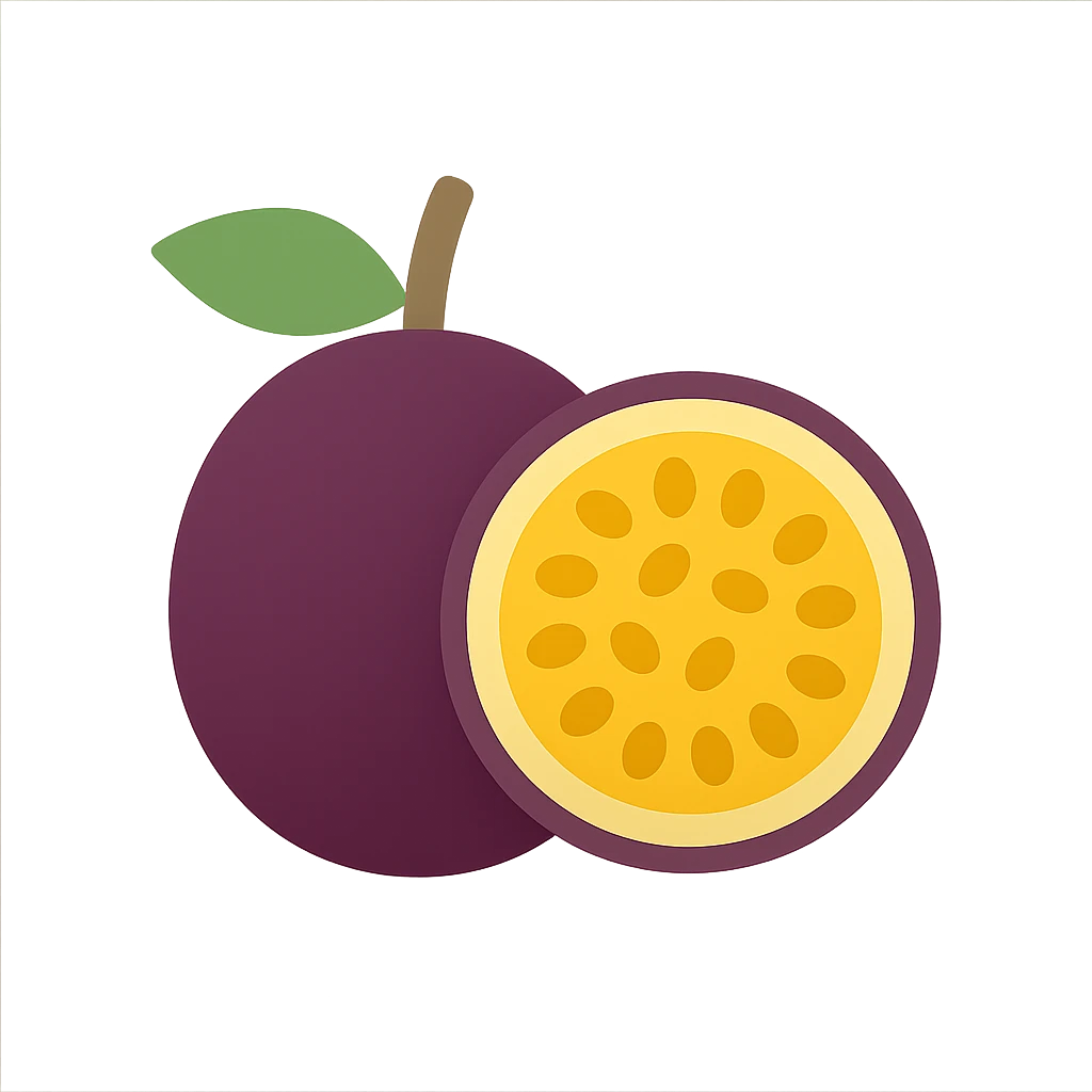 minimal flat icon style passionfruit emoji