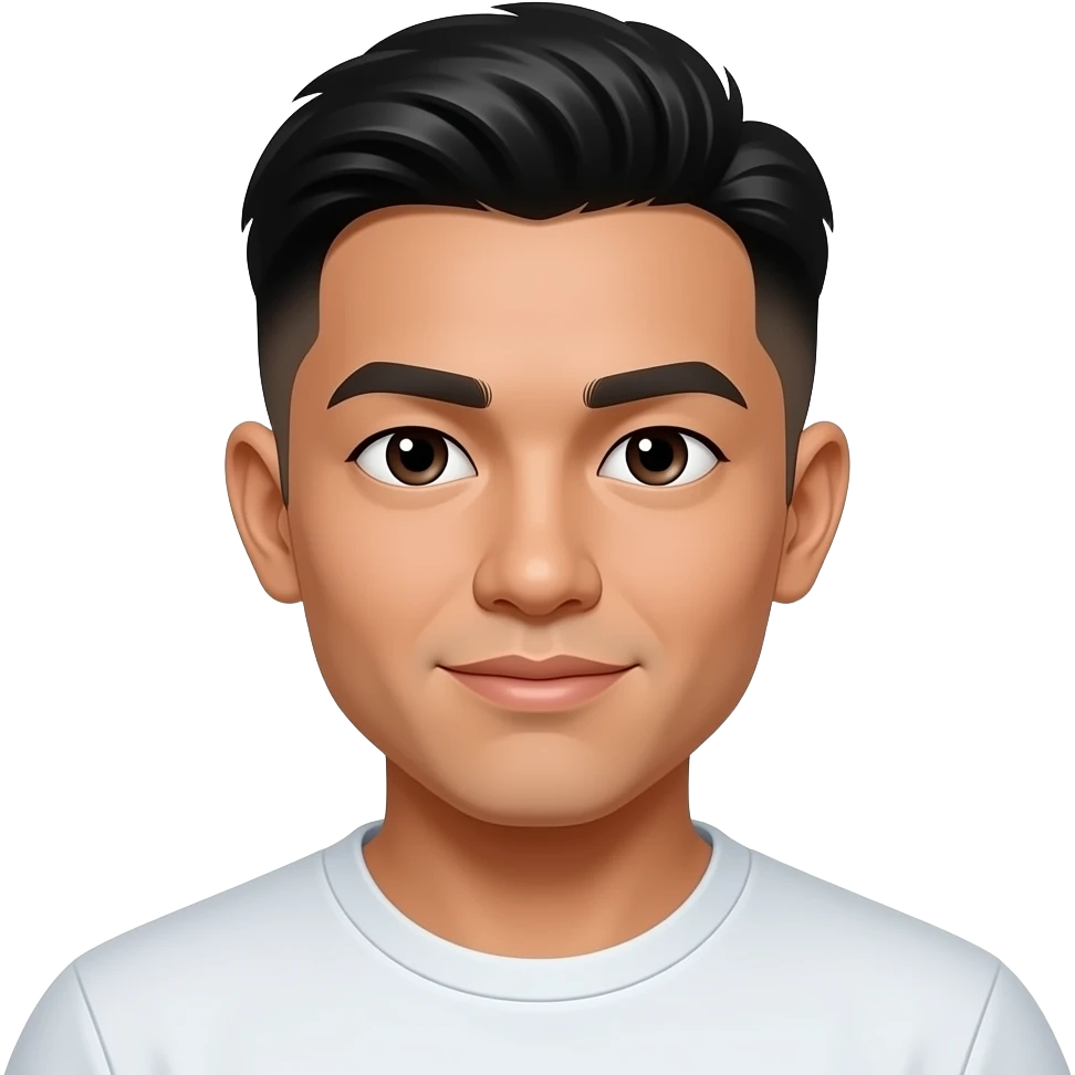 25 year old fade hair cut filipino man closed lips emoji