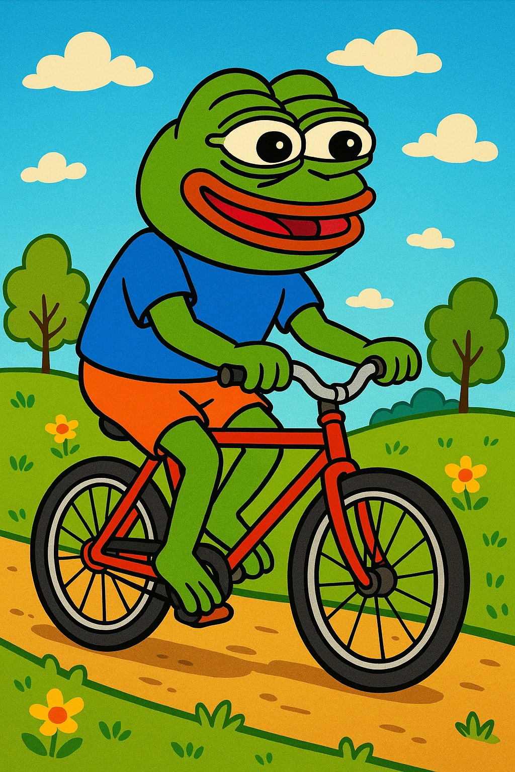 create a pepe riding bike emoji