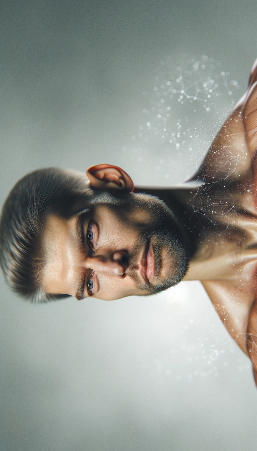 un uomo forte e in salute che esprime potere grazie al suo testosterone, con sfondo chiaro neutro, iperrealistico 4k emoji