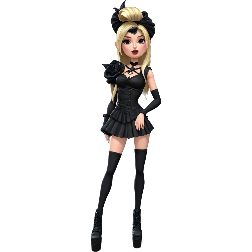 gothic girl in black dress emoji