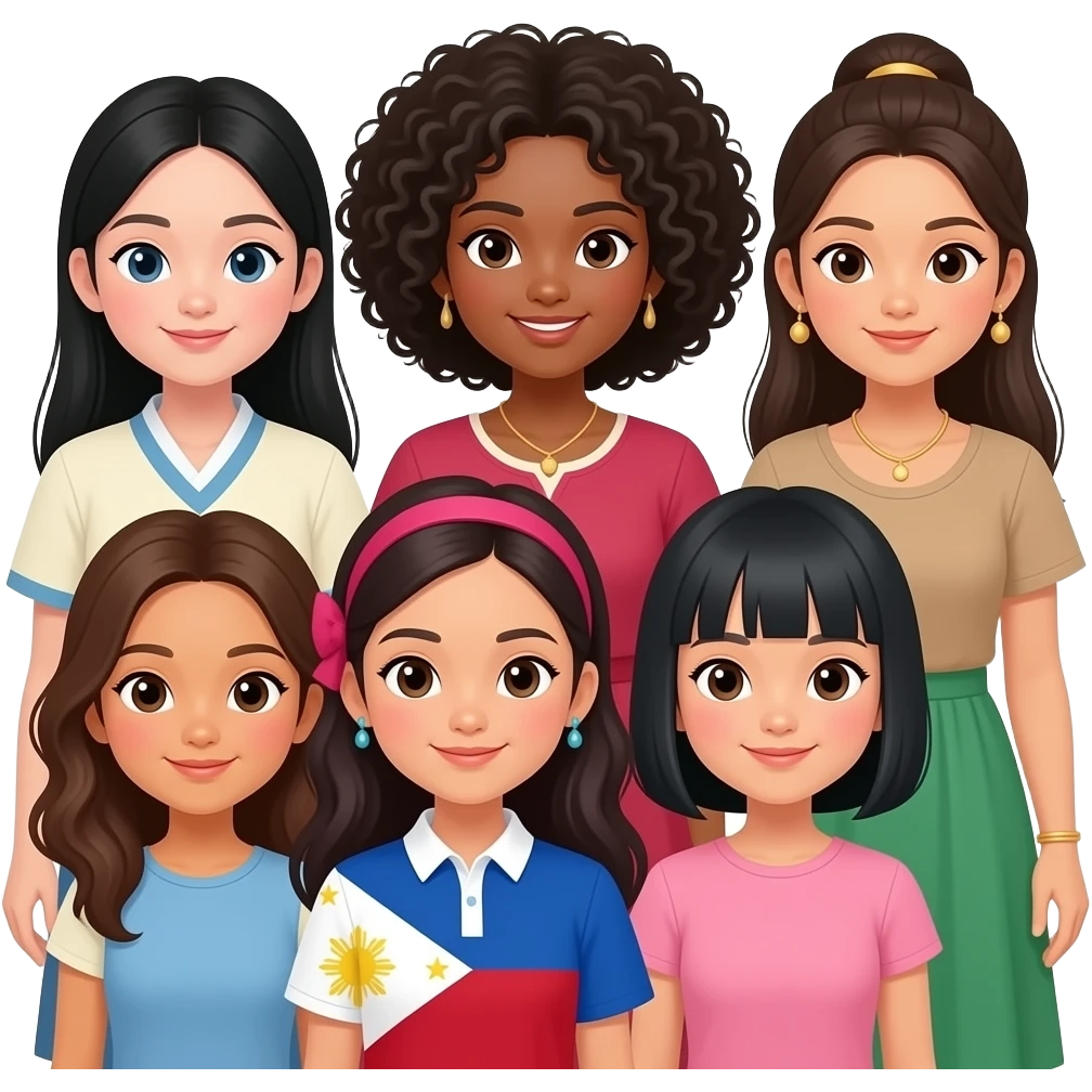 Katseye members all girls, 1 Korean. 1 black with curly hair, 1 Indian.  1 Hispanic with light skin and curly hair. 1 Filipino . 1 Chinese with black hair and pink bangs emoji