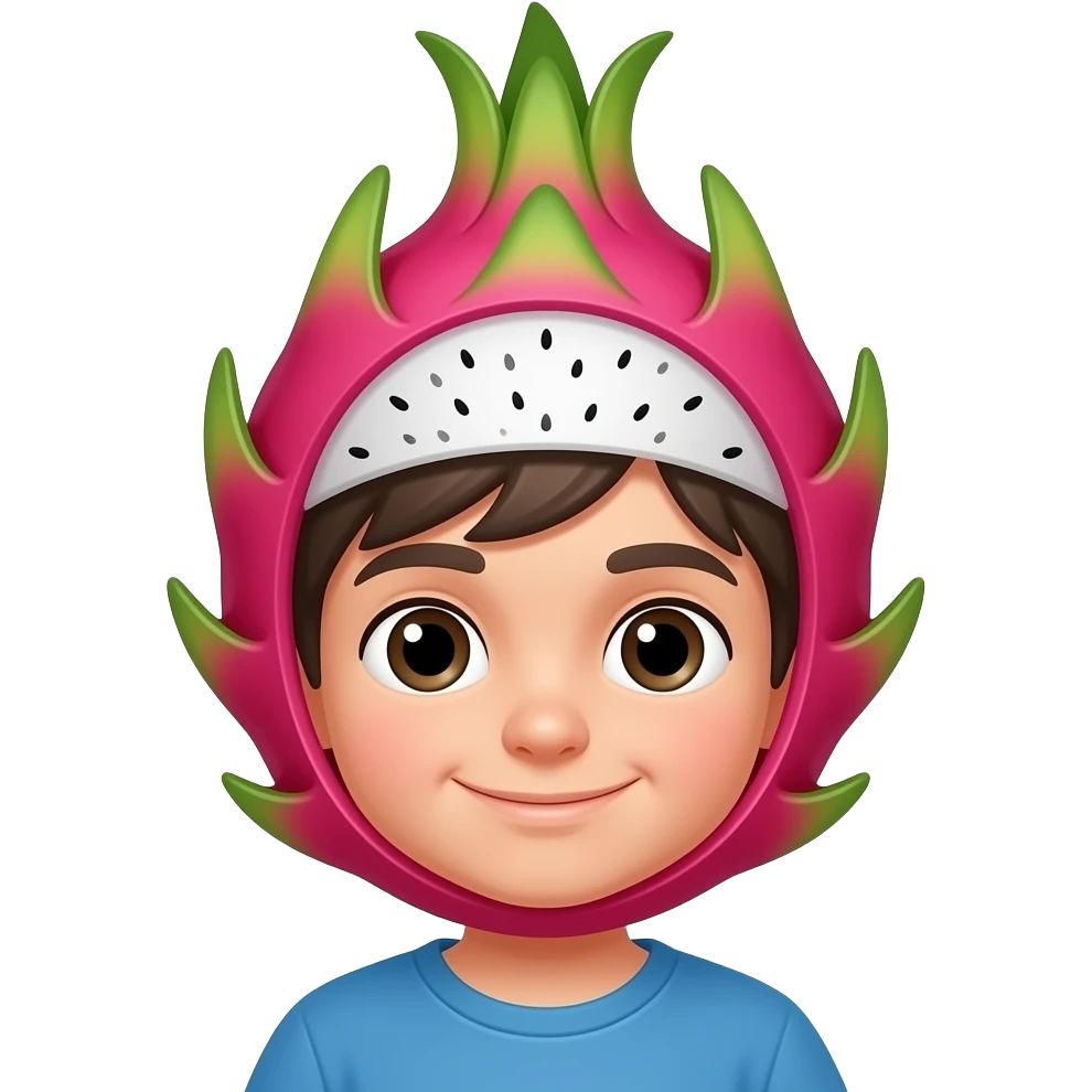 boy wearing dragon Fruit Hat emoji