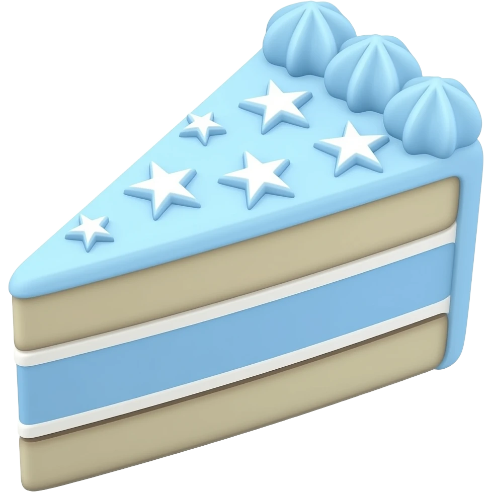 Light blue starry light blue sliced cake emoji