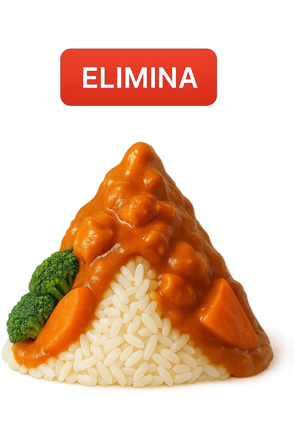 emoji stile iphone di montagna di cibo con tasto "ELIMINA" SOPRA , iperrealistico 4k, isolato su sfondo bianco emoji