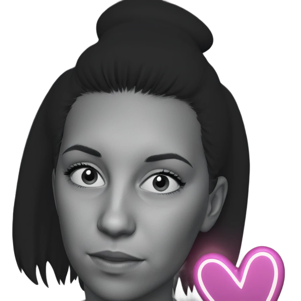 monochrome girl with heart emoji