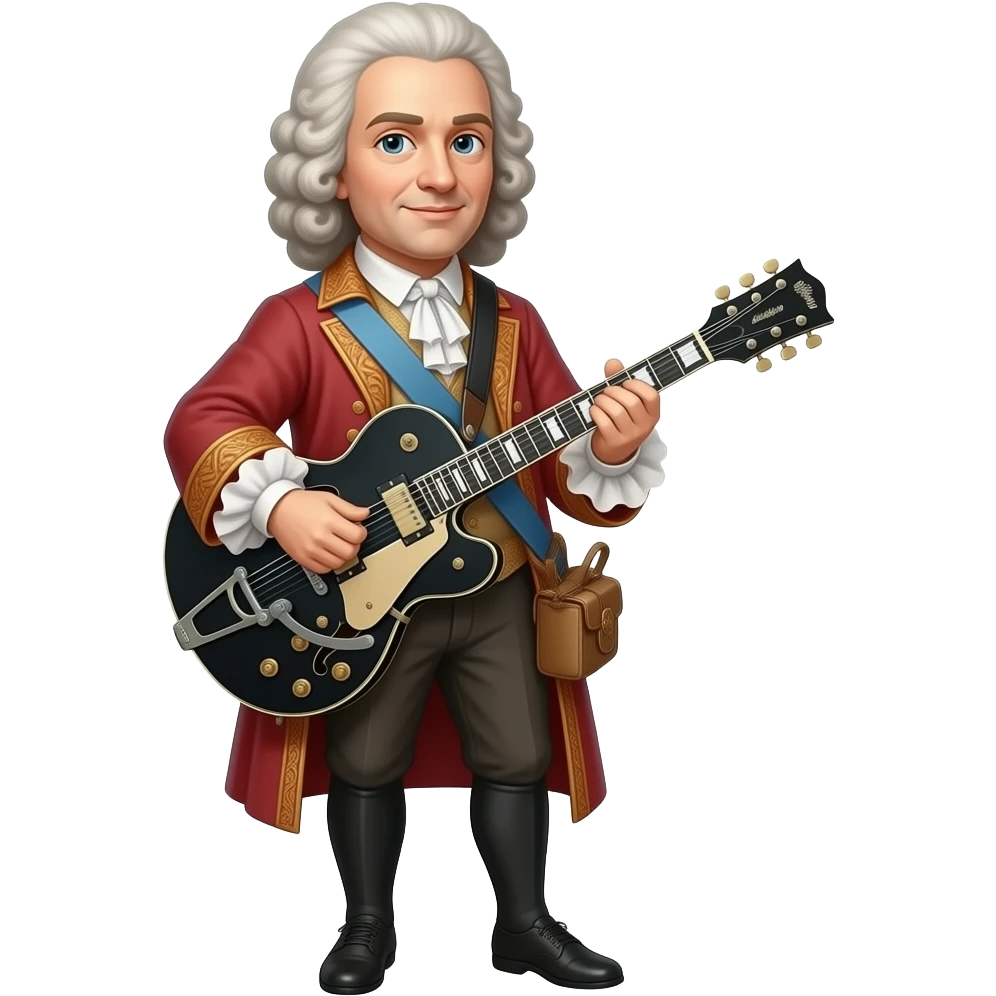Antonio Vivaldi with black metal electric guitar full body emoji
