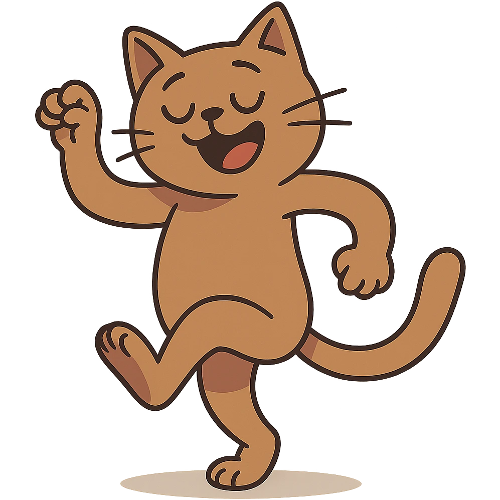 dancing cat cartoon style emoji